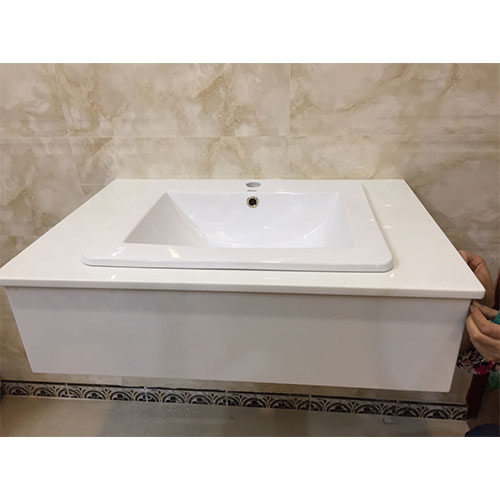 Mặt bàn đá chậu rửa lavabo màu trắng HM-7051-1 - Image 3
