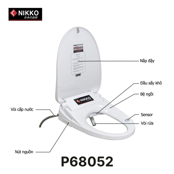 Nắp bồn cầu điện tử Nikko P68052 (Điều khiển từ xa)