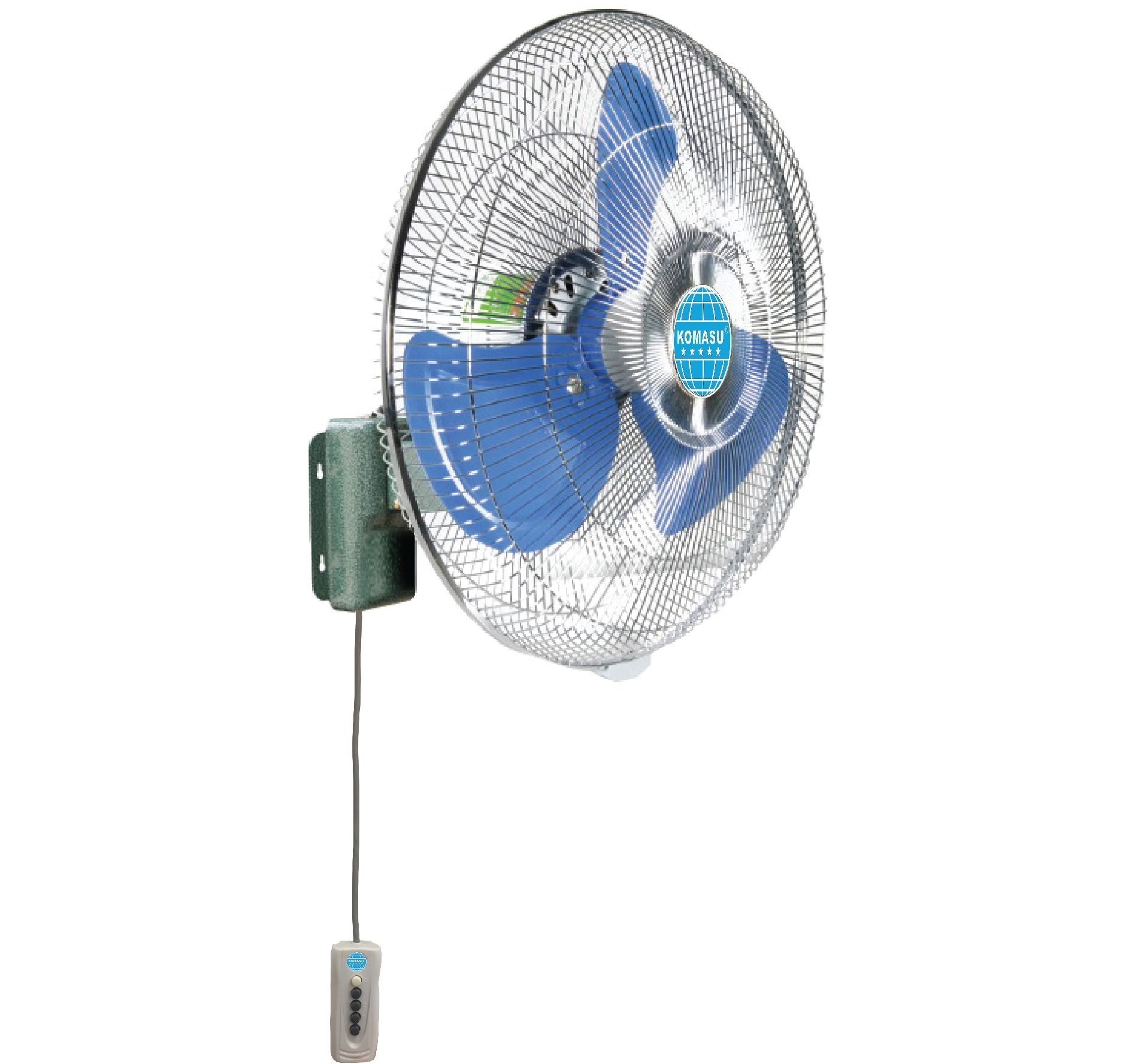 Quạt treo tường lồng mạ công tắc bấm Komasu KM450CT