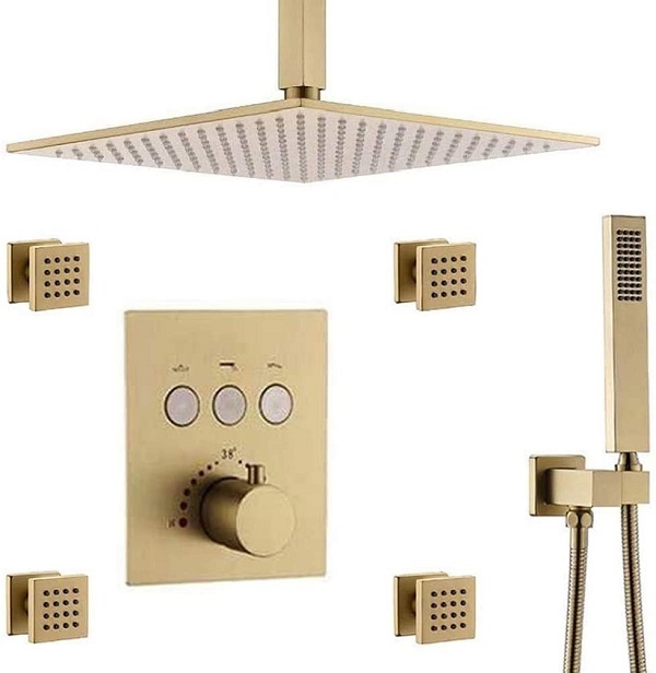 Sen cây âm tường bát gắn tường mạ vàng BUF-P10G (Vàng bóng hoặc vàng mờ - Bát 30x30cm) - Image 5