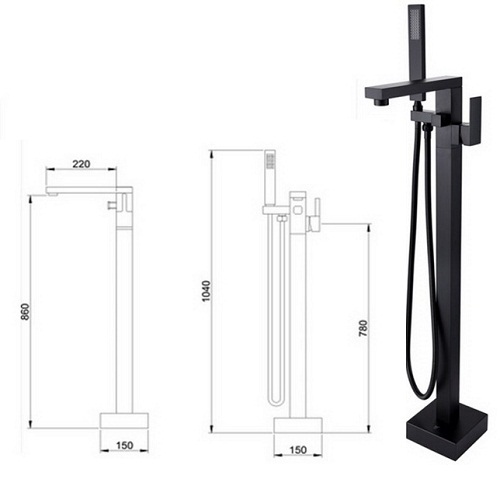 Sen cây đặt sàn cho bồn tắm màu đen MKS-0992B - Image 3