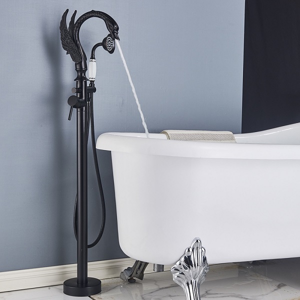 Sen cây đặt sàn thiên nga cho bồn tắm mạ màu đen MK-51071B - Image 5