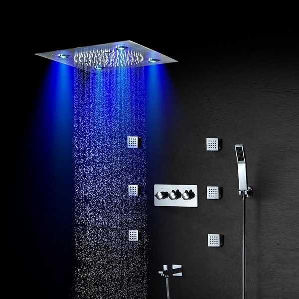 Sen tắm âm trong tường nóng lạnh Miken HI05077A (Bát trần Led 32x32cm)