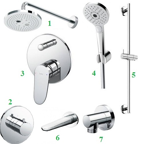 Sen tắm âm tường 3 đường nước TOTO TBV02402B-TBV02105B-TBW02004A-TBW02006A-TBW02012B-TBG02001B - Image 5