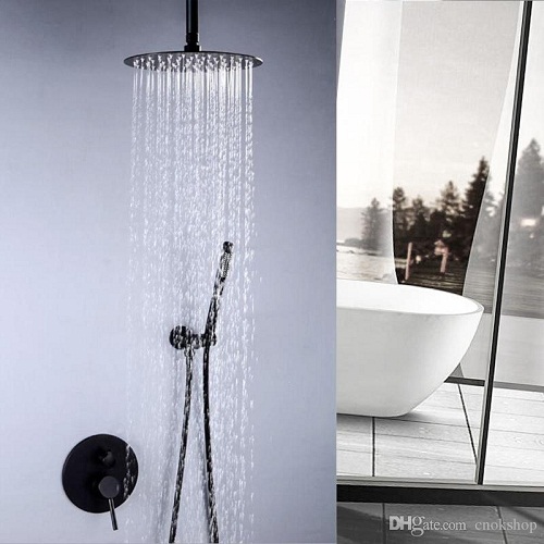Sen tắm âm tường bát gắn trần màu đen có đèn Led Miken HM-850010 (Bát trần 50x50cm) - Image 5