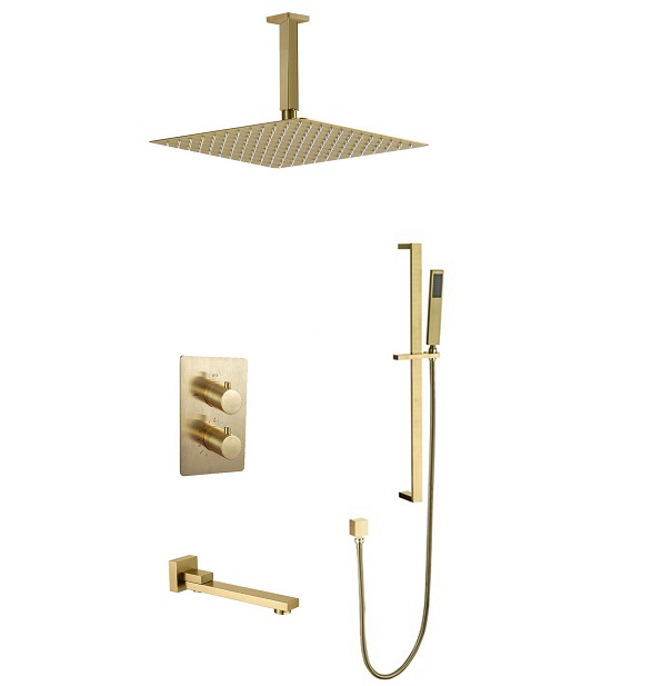 Sen tắm âm tường mạ vàng có hiển thị nhiệt độ Miken HM-50202-B (Lựa chọn vàng bóng hoặc mờ) Bát 40x40cm - Image 4