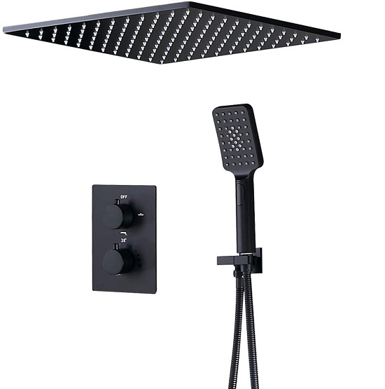 Sen tắm âm tường màu đen có đèn led hiển thị nhiệt độ Miken 50102-20 (Bát trần 500x220mm) - Image 6
