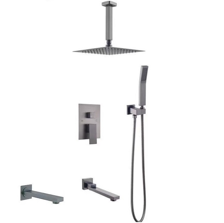 Sen tắm âm tường màu xám ghi Gray bát gắn trần Miken MKS-9739GR (Bát 40x40cm)
