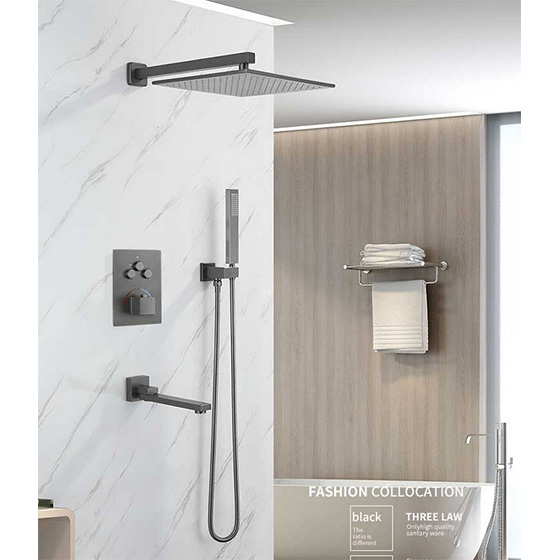 Sen tắm âm tường màu xám ghi Gray bát gắn tường Miken MKS-9738GR (Bát 40x40cm) - Image 5