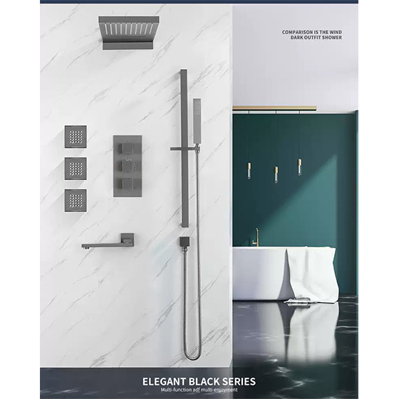 Sen tắm âm tường nhiệt độ bát tường màu xám ghi Gray Miken MKAT- 7765GR (Bát 30x30cm) - Image 4