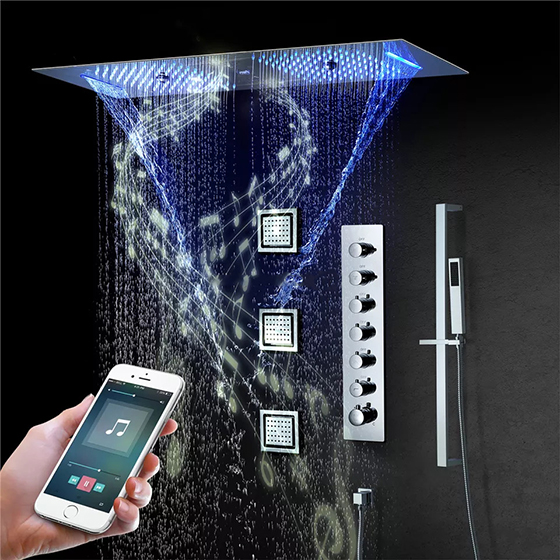 Sen tắm màu vàng âm tường nóng lạnh Miken HI05047G-Phone Điều Khiển (Bát trần Led 40x40cm) - Image 4