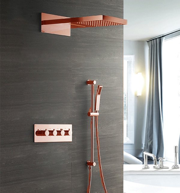 Sen tắm nhiệt độ âm tường mạ vàng Miken HI05047G-New (Bát 40x40cm - Iphone điều khiển nhạc) - Image 3