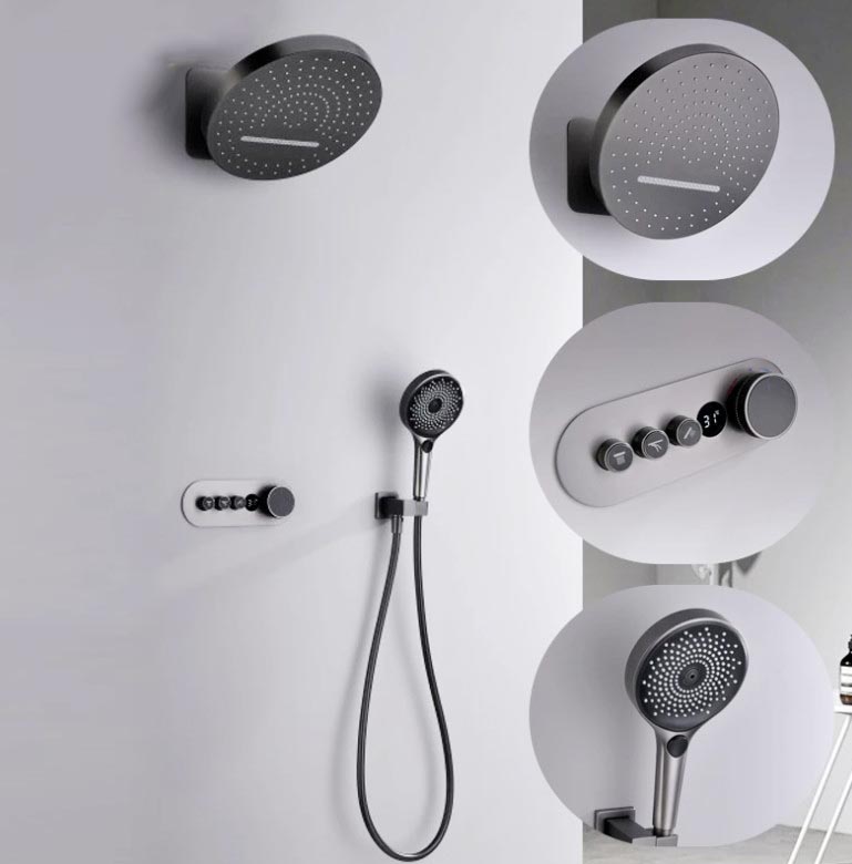 Sen tắm nhiệt độ âm tường màu đen Miken HI52980B (Bát 320x320mm)