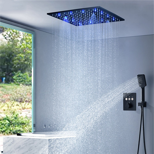 Sen tắm nhiệt độ âm tường màu đen Miken HM-B840009 led (Bát trần 400x400mm)