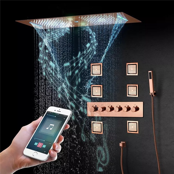 Sen tắm nhiệt độ âm tường màu vàng hồng rose Gold Miken MB530Li (Bát 300x900mm)