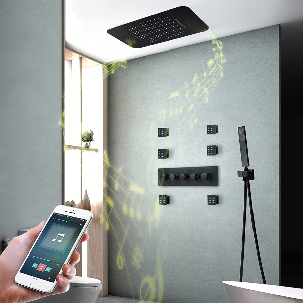 Sen tắm nóng lạnh âm tường màu đen bát Led HI05077B (Bát trần 32x32cm - Đặt hàng 10-15 ngày) - Image 5