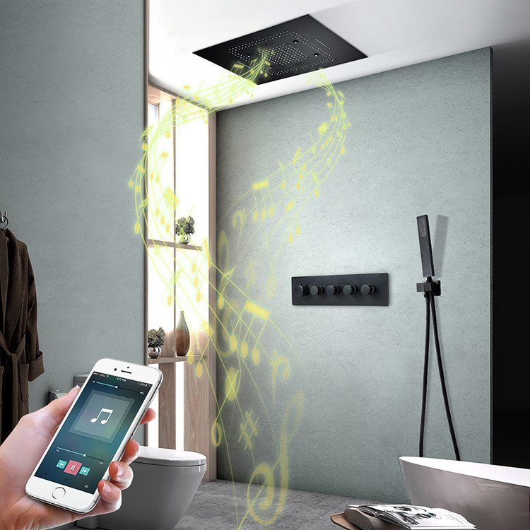 Sen tắm nóng lạnh âm tường màu đen Miken HI05081B-6 (Iphone điều khiển - Bát trần 40x40cm-Đặt hàng 10-15 ngày) - Image 5