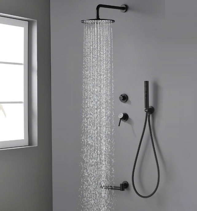 Sen tắm nóng lạnh âm tường màu đen Miken MK-2100B (Bát 30x30cm)