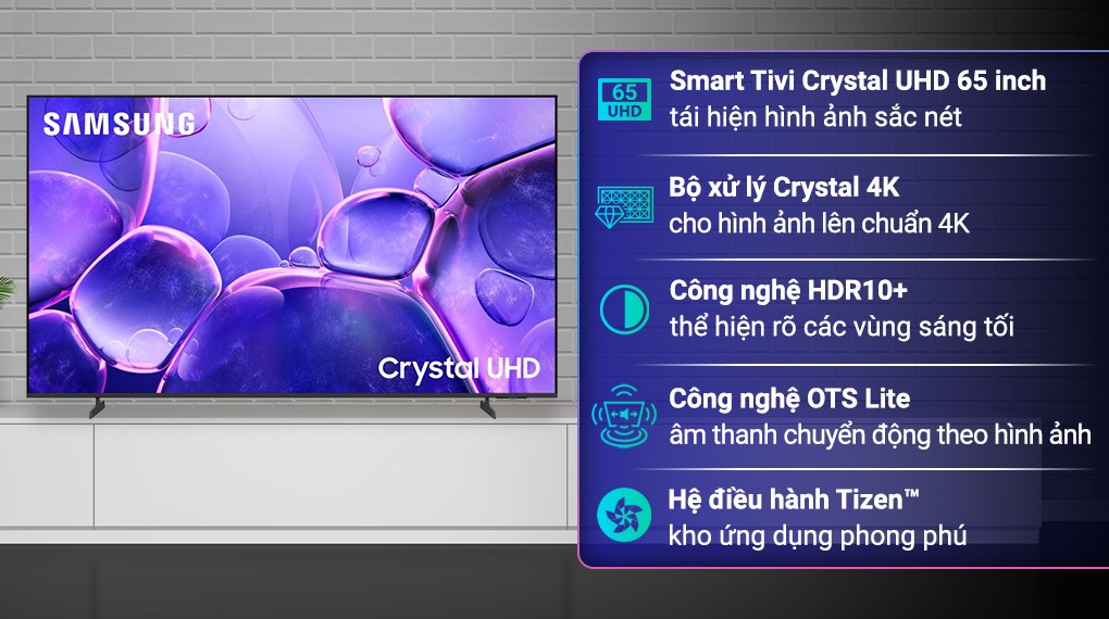 Smart Tivi Crystal UHD Samsung 4K 65 inch UA65U8550F