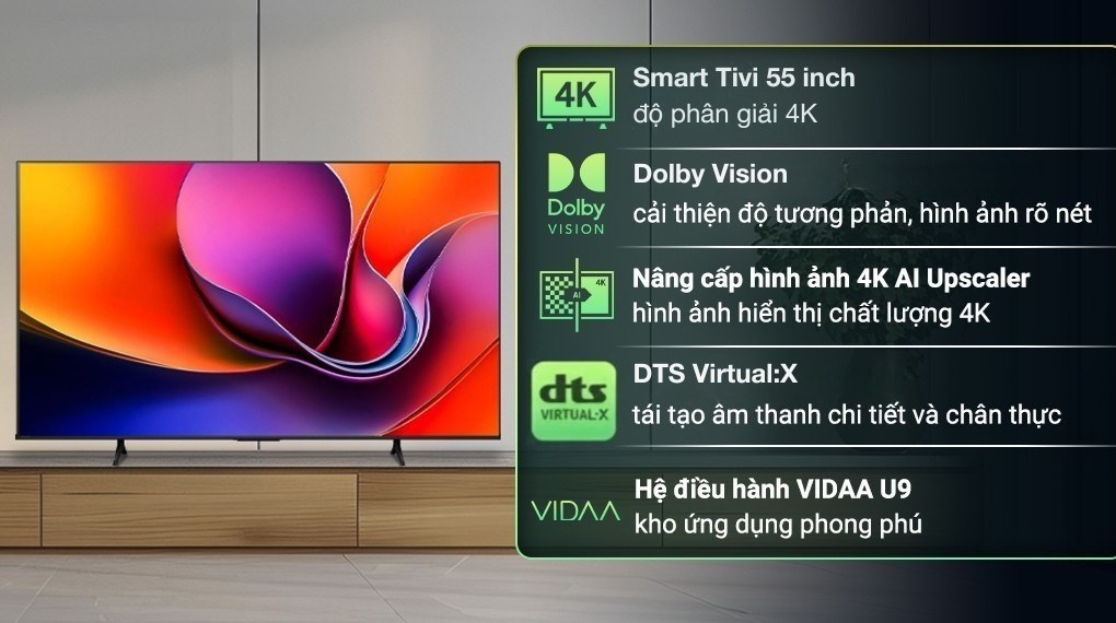Smart Tivi Hisense 4K 55 inch 55A6Q