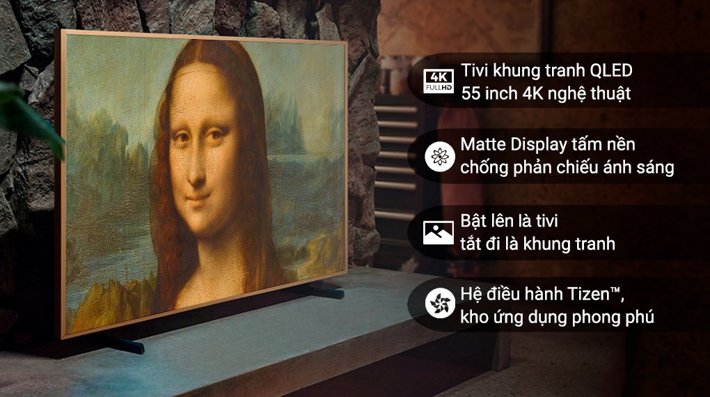 Smart Tivi Khung Tranh The Frame QLED Samsung AI 4K 55 inch QA55LS03B