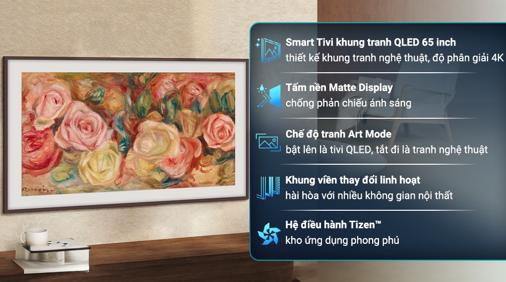 Smart Tivi Khung Tranh The Frame QLED Samsung AI 4K 65 inch QA65LS03D