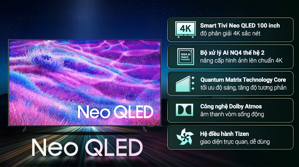 Smart Tivi Neo QLED Samsung AI 4K 100 inch QA100QN80F