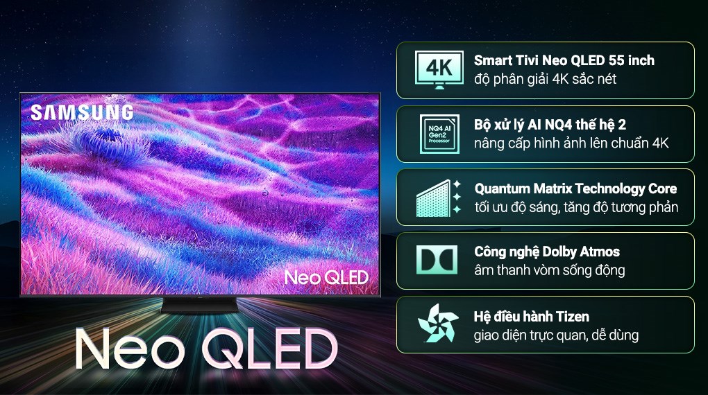 Smart Tivi Neo QLED Samsung AI 4K 55 inch QA55QN80F
