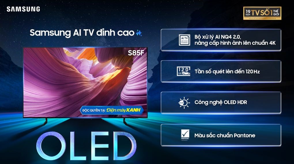 Smart Tivi OLED Samsung AI 4K 65 inch QA65S85F