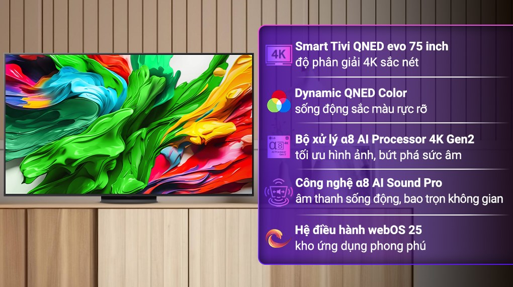 Smart Tivi QNED evo LG AI 4K 75 inch 75QNED86ASA