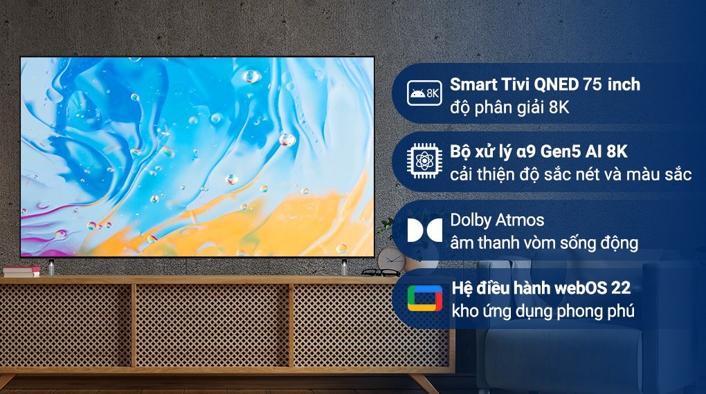 Smart Tivi QNED LG AI 8K 75 inch 75QNED99SQB