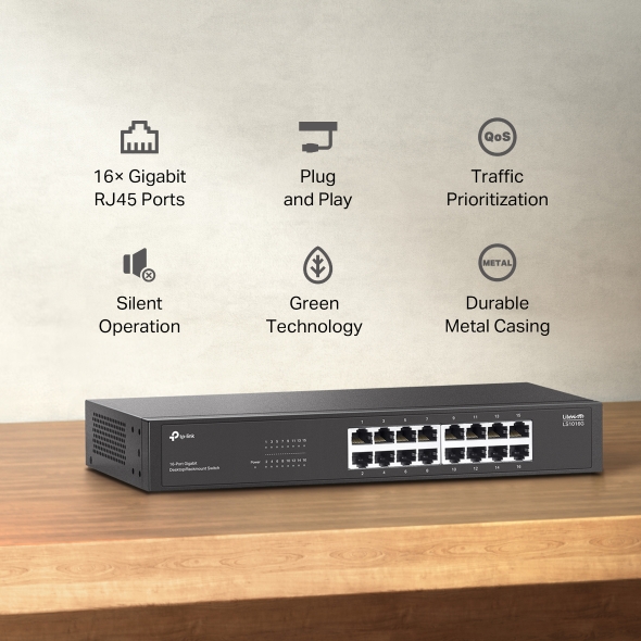 Switch 16 Cổng Gigabit Để Bàn / Gắn Rack TP-LINK LS1016G - Image 4