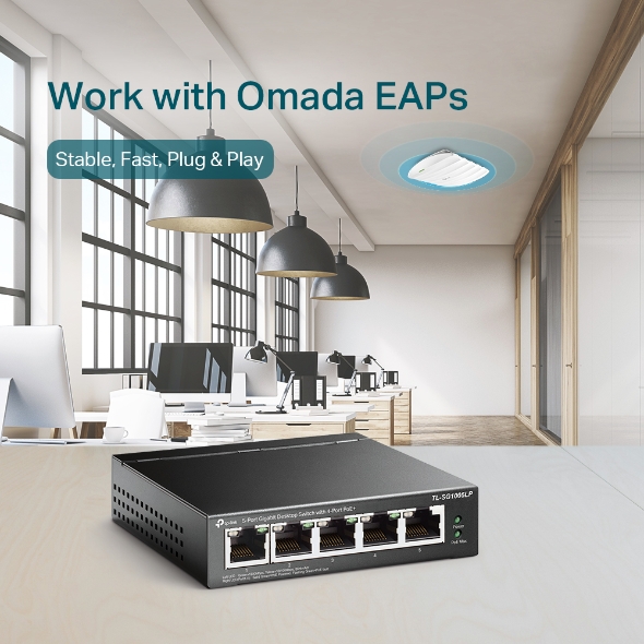 Switch Để Bàn 5 Cổng Gigabit với 4 Cổng PoE+ TP-Link TL-SG1005LP - Image 3