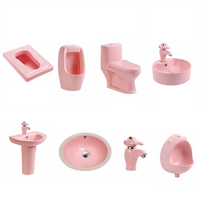 Thiết bị vệ sinh dành cho trẻ mẫu giáo màu Hồng