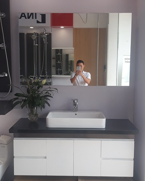 Tủ chậu lavabo may đo vân gỗ nhựa Picomat HMT-102 (Tự chọn kích thước) - Image 4