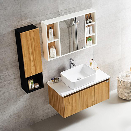 Tủ chậu lavabo may đo vân gỗ nhựa Picomat HMT-104 (Tự chọn kích thước)