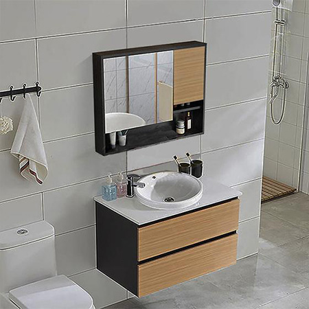Tủ chậu lavabo may đo vân gỗ nhựa Picomat HMT-107 (Tự chọn kích thước)