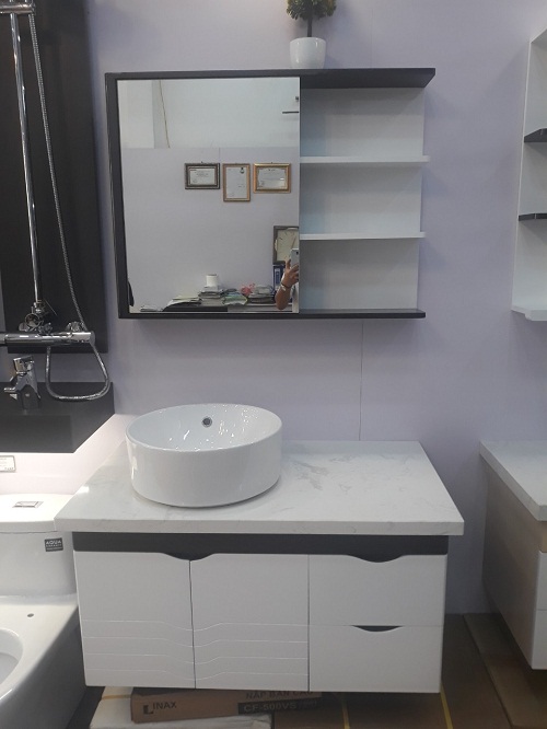 Tủ chậu lavabo Picomat theo yêu cầu HM80 (900x500mm - Tự chọn kích thước - Chưa gồm chậu, vòi)