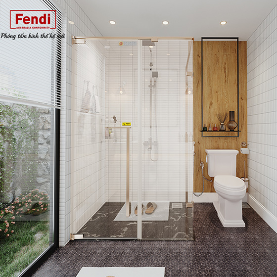 Vách kính nhà tắm màu vàng Fendi FIV-1X3-G (900x900x1900mm) - Image 5