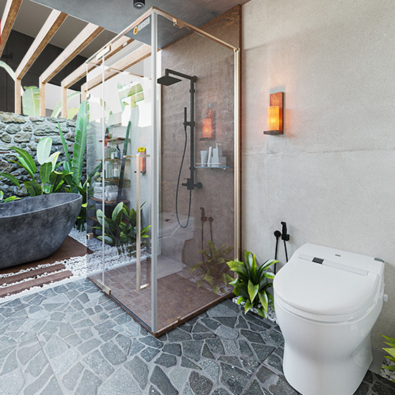 Vách kính nhà tắm màu vàng Fendi FMU-1X4G (1000x900x2000mm)