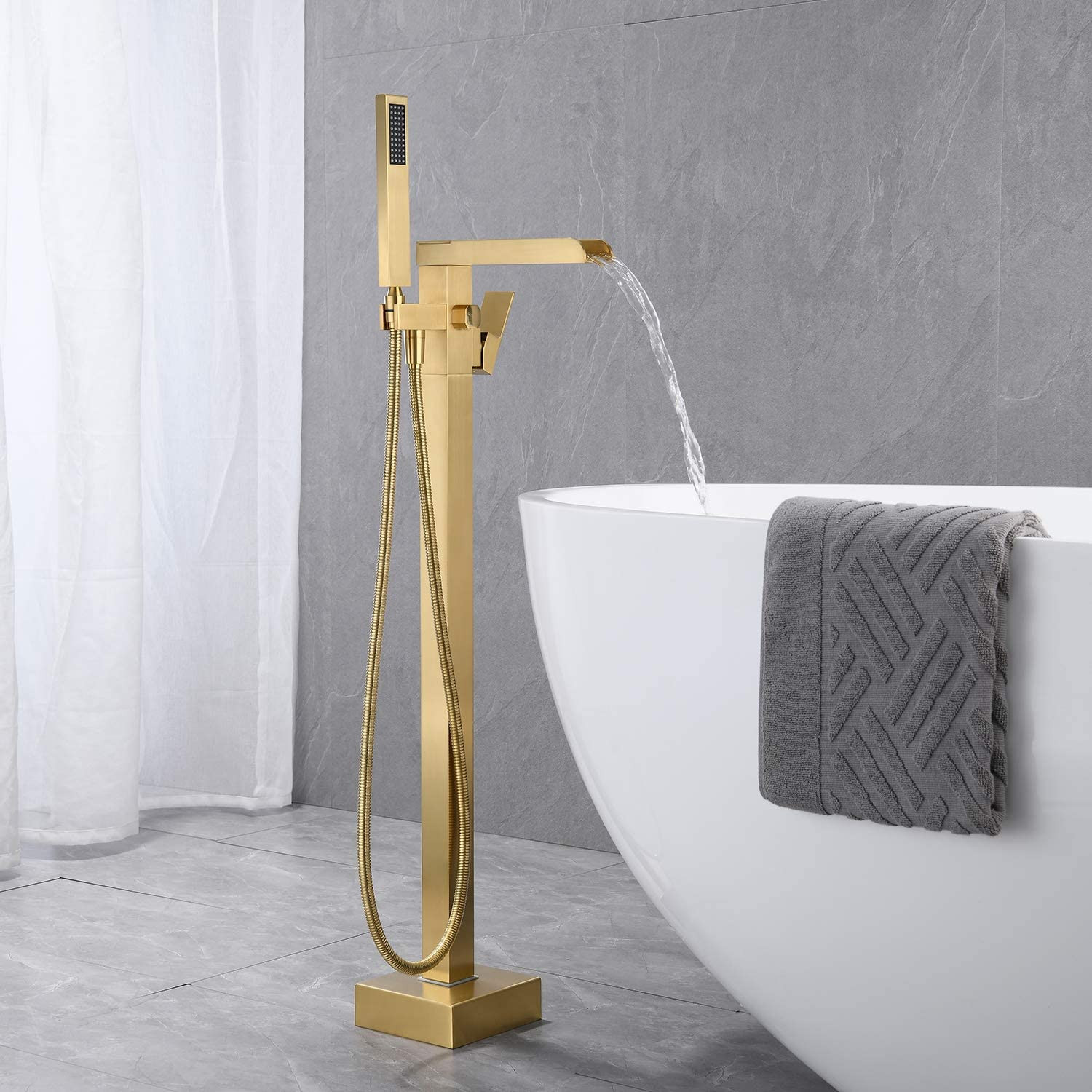 Vòi bồn tắm âm tường gắn trần nghệ thuật màu đen Miken MKV-07B - Image 4