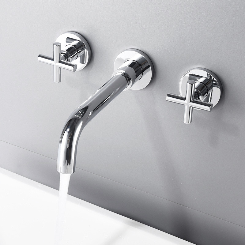Vòi chậu lavabo âm tường màu chrome Miken MKV-600002
