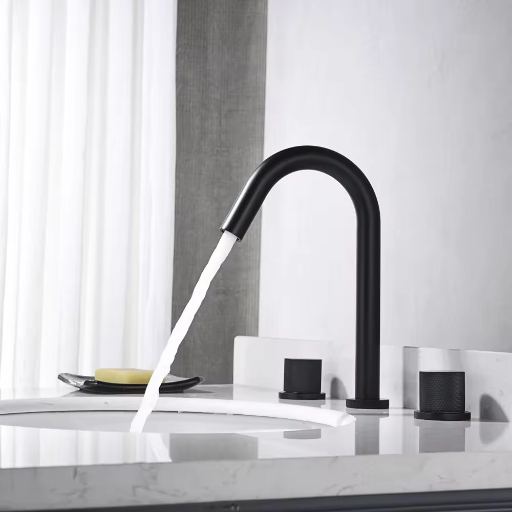 Vòi chậu lavabo âm tường màu đen Miken MKV-600001B - Image 4