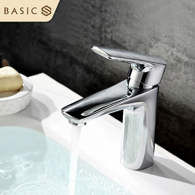 Vòi chậu lavabo âm tường nóng lạnh màu đen Basic BW-46018B - Image 4