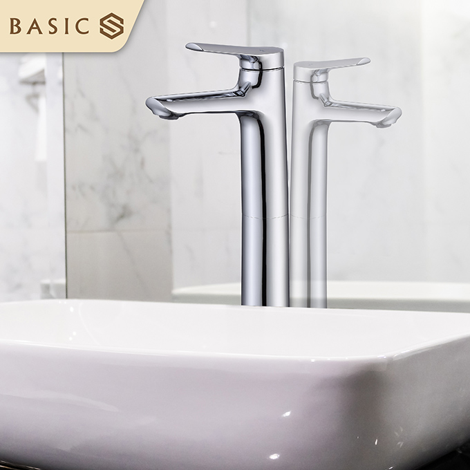 Vòi chậu lavabo âm tường nóng lạnh màu đen Basic BW-46018B - Image 5