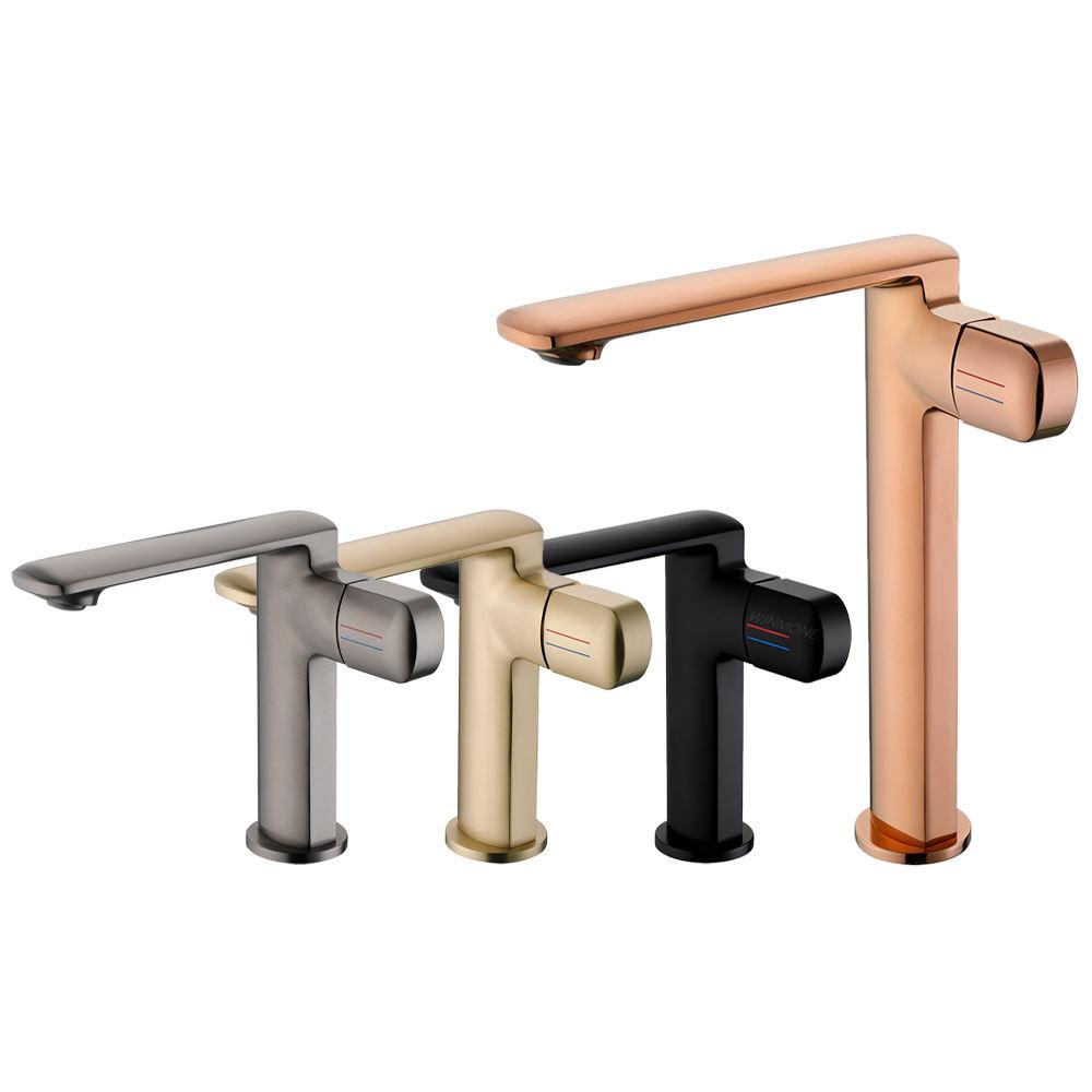 Vòi chậu lavabo mạ các màu Hồng vàng-Ghi xám-Trắng sứ-Vàng-Đen Miken MK-0911 - Image 4