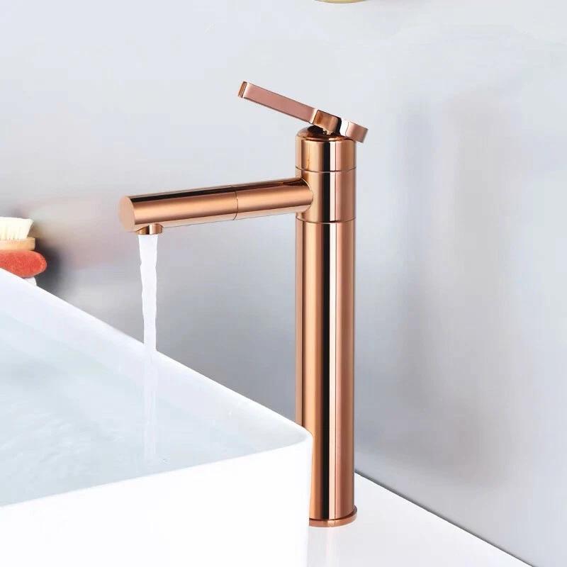 Vòi chậu lavabo mạ màu hồng vàng mờ Rose Gold MK-0911RGM - Image 6