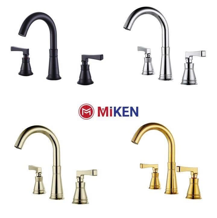 Vòi chậu lavabo nóng lạnh mạ màu đen Miken MK-0913B - Image 3