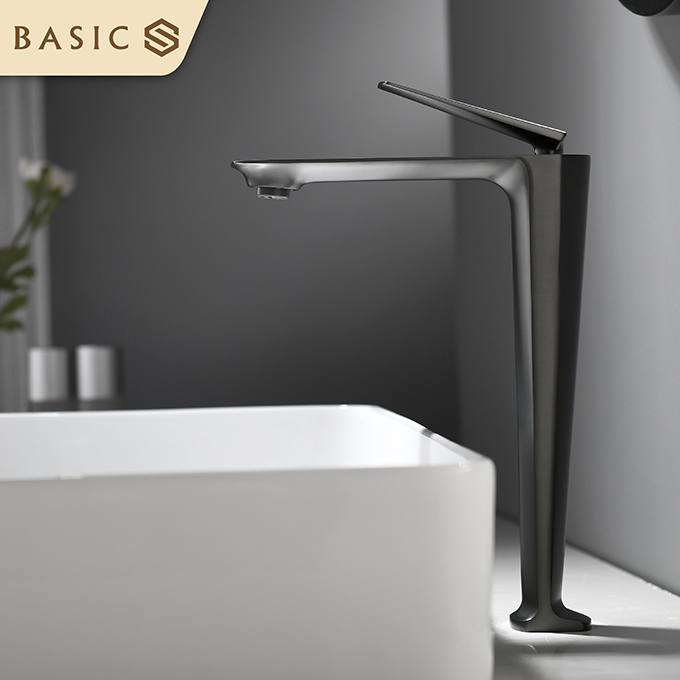 Vòi chậu lavabo nóng lạnh màu titan Basic BW-47002GM