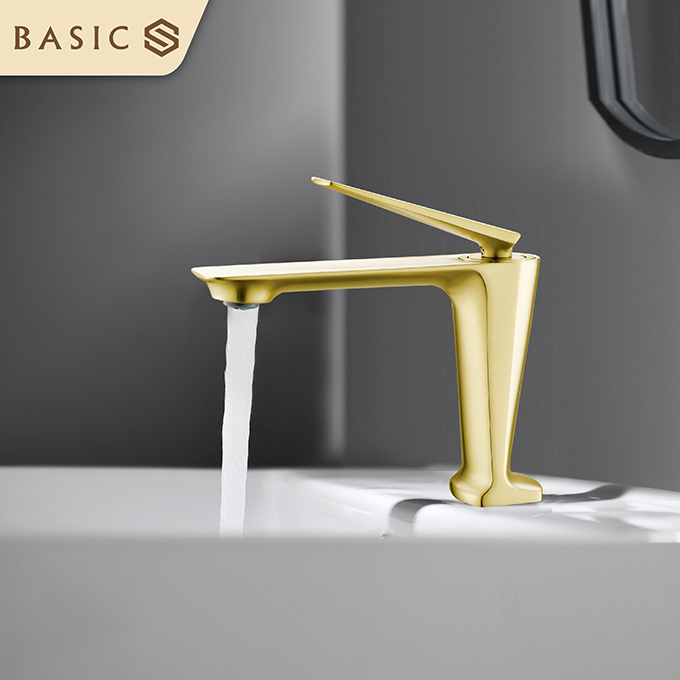 Vòi chậu lavabo nóng lạnh màu vàng Basic BW-47002BG - Image 3